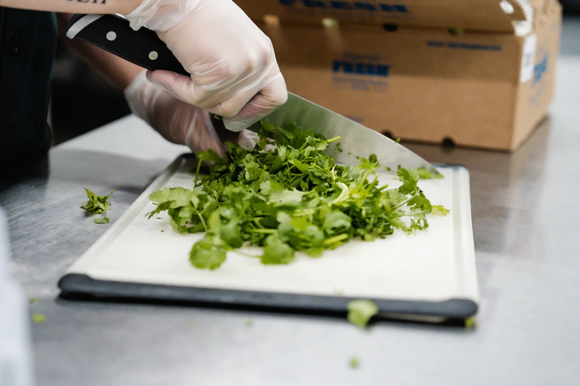 Chopping fresh herbs